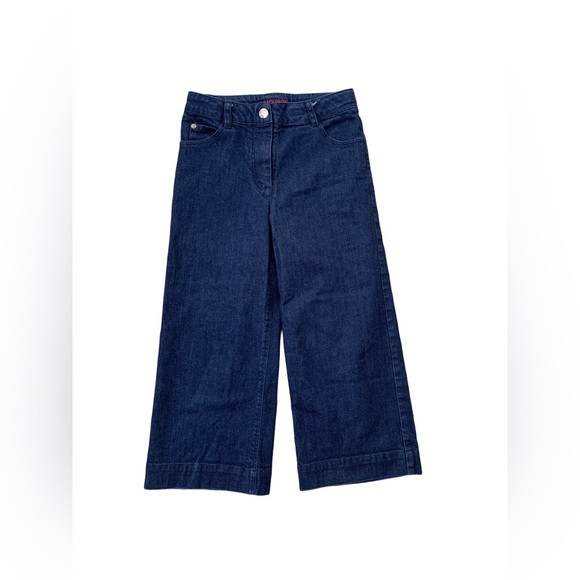Jacadi Size 8 Years Dark Wash Wide Leg Denim Jeans - Picture 1 of 6